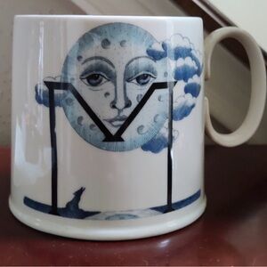 Anthropologie Florence Balducci Monogram M Coffee Mug “Howling at the Moon”
